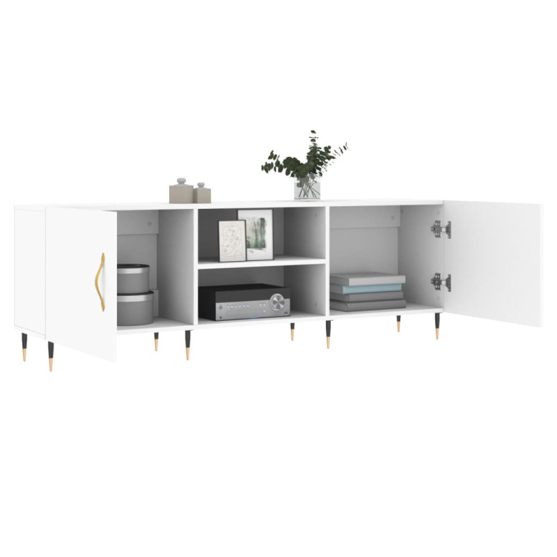 Szafka pod TV, biała, 150x30x50 cm, materiał drewnopochodny