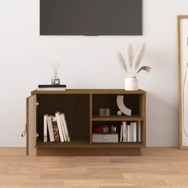 Szafka pod telewizor, miodowy brąz, 70x34x40 cm, drewno sosnowe