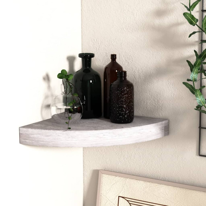 Narożna półka ścienna, szarość betonu, 25x25x3,8 cm MDF