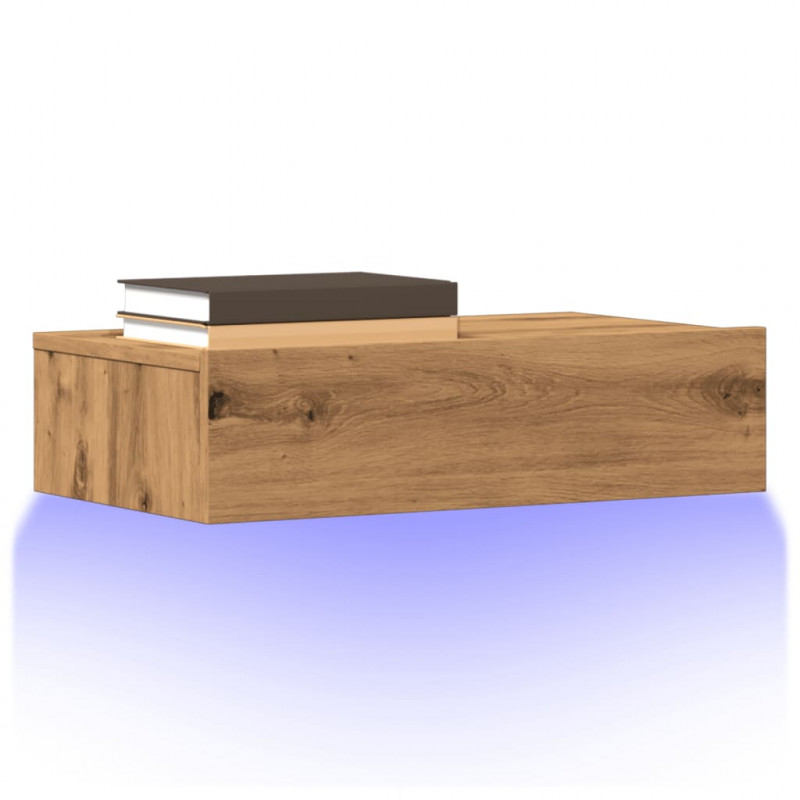Szafki pod TV z LED, 2 szt., dąb artisan, 60x35x15,5 cm