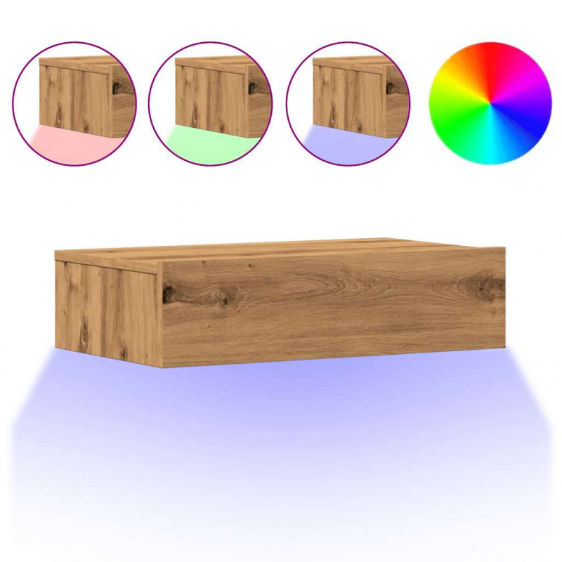 Szafki pod TV z LED, 2 szt., dąb artisan, 60x35x15,5 cm