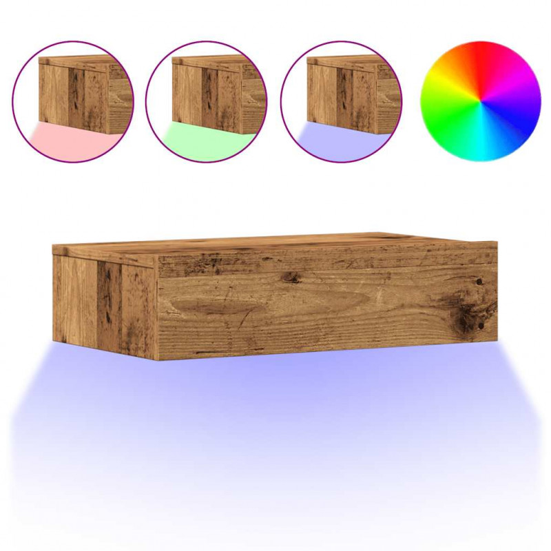 Szafki telewizyjne z LED, 2 szt., stare drewno, 60x35x15,5 cm