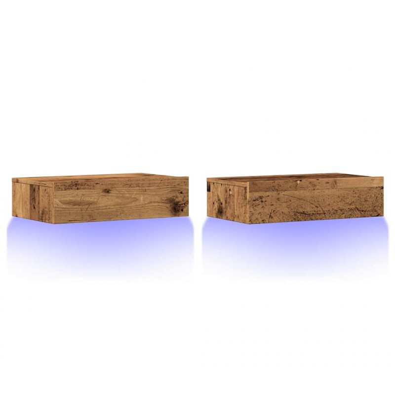 Szafki telewizyjne z LED, 2 szt., stare drewno, 60x35x15,5 cm