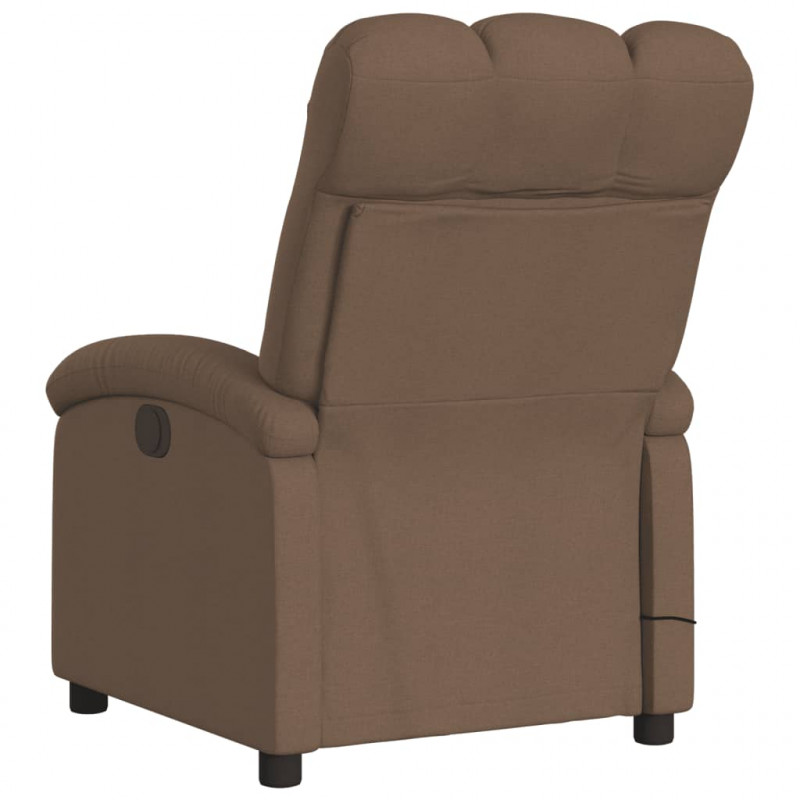 Rozkładany fotel masujący, elektryczny, brązowy, tkanina