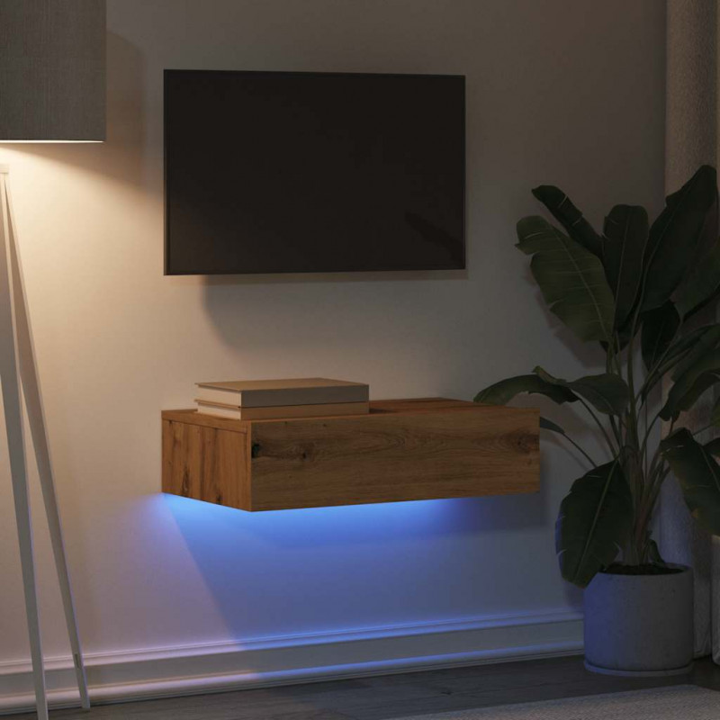 Szafka telewizyjna z LED, dąb artisan, 60x35x15,5 cm