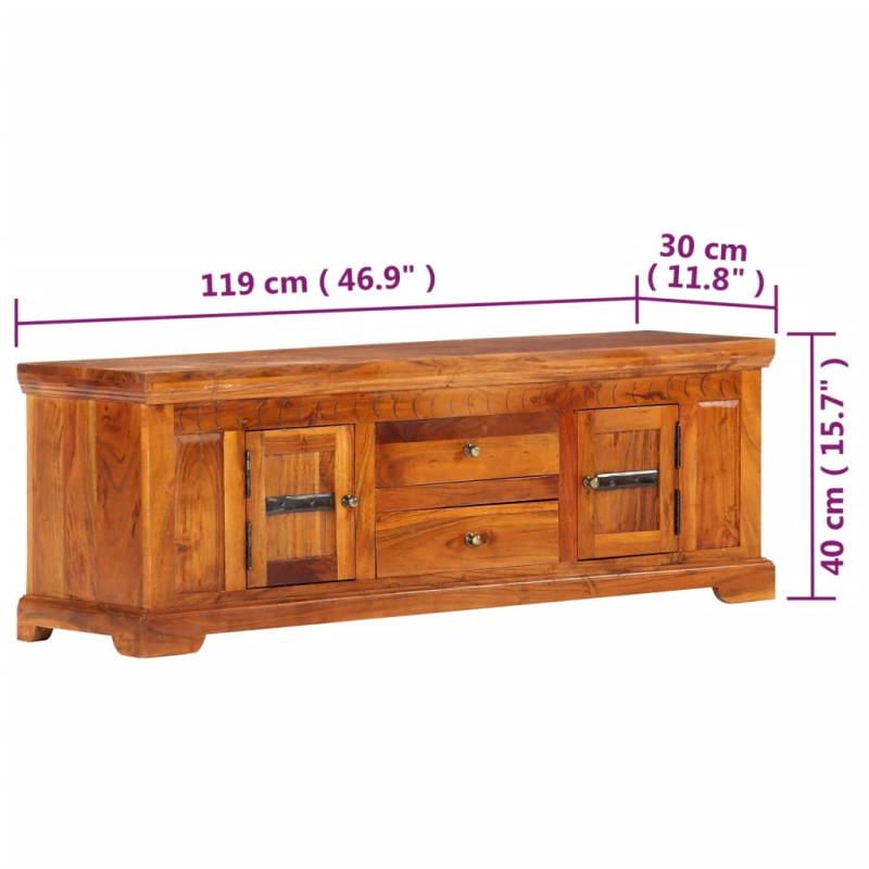 Szafka pod TV, 119x30x40 cm, lite drewno akacjowe