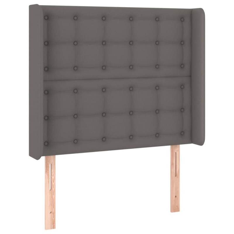 Łóżko kontynentalne z materacem i LED, szara ekoskóra 90x190 cm