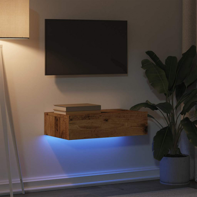 Szafka telewizyjna z LED, stare drewno, 60x35x15,5 cm