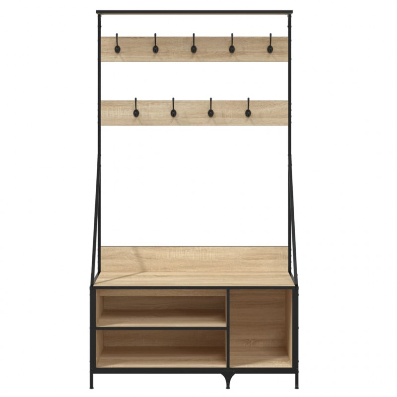 Wieszak na ubrania z miejscem na buty, dąb sonoma 100x41x184 cm