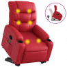 Podnoszony fotel masujący, rozkładany, czerwony, ekoskóra
