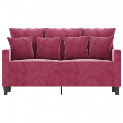 Sofa 2-osobowa, winna czerwień, 120 cm, tapicerowana aksamitem