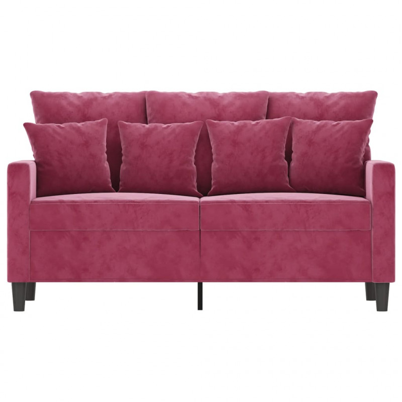 Sofa 2-osobowa, winna czerwień, 120 cm, tapicerowana aksamitem