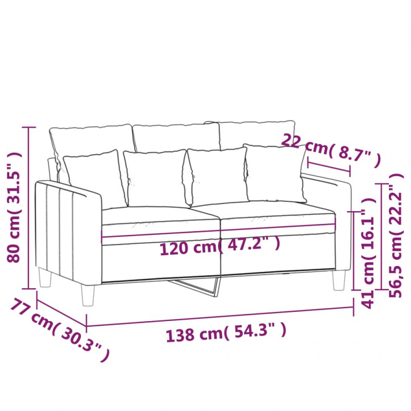 Sofa 2-osobowa, winna czerwień, 120 cm, tapicerowana aksamitem