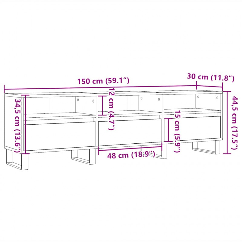 Szafka pod TV, stare drewno, 150x30x44,5 cm