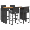 5-cz. zestaw mebli barowych, czarny, polirattan akacjowy