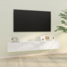 Szafki ścienne pod TV, 2 szt, biel, wysoki połysk, 100x30x30 cm