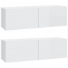Szafki ścienne pod TV, 2 szt, biel, wysoki połysk, 100x30x30 cm
