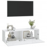 Szafki ścienne pod TV, 2 szt, biel, wysoki połysk, 100x30x30 cm