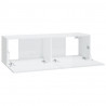 Szafki ścienne pod TV, 2 szt, biel, wysoki połysk, 100x30x30 cm