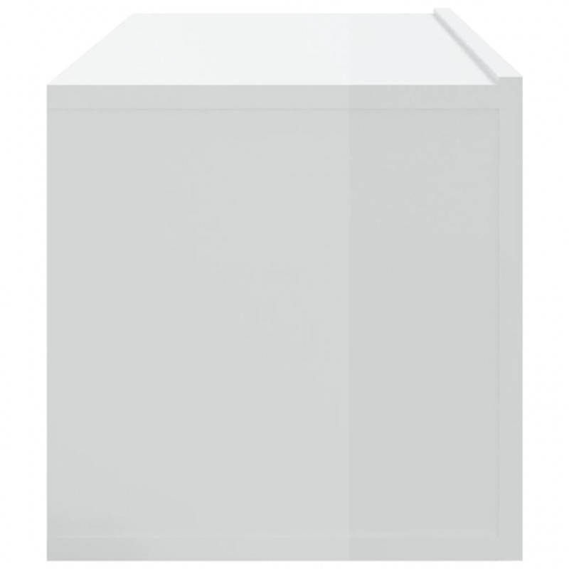Szafki ścienne pod TV, 2 szt, biel, wysoki połysk, 100x30x30 cm