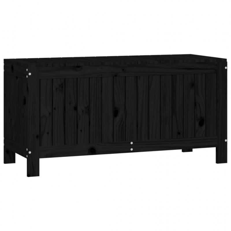Skrzynia ogrodowa, czarna, 108x42,5x54 cm, lite drewno sosnowe