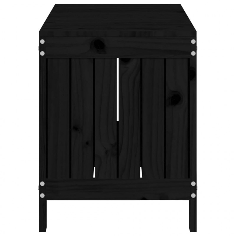 Skrzynia ogrodowa, czarna, 108x42,5x54 cm, lite drewno sosnowe