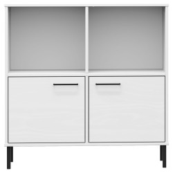 Regał OSLO, metalowe nóżki, biały, 90x35x90,5 cm, lite drewno