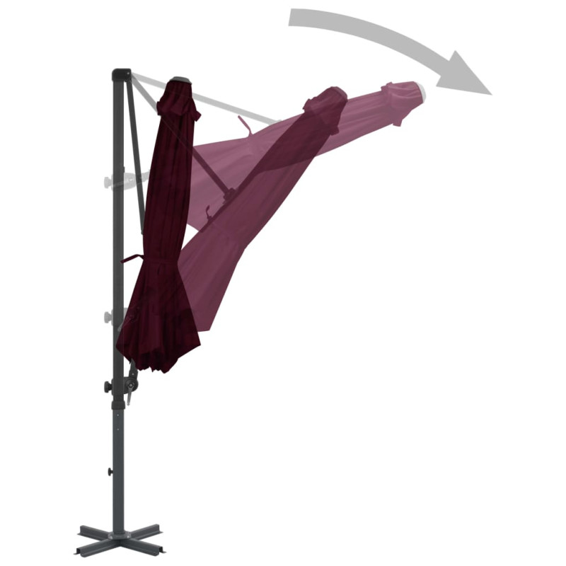 Parasol wiszący z aluminiowym słupkiem, 300 cm, czerwony