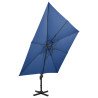Parasol wiszący z podwójną czaszą, 300x300 cm, niebieski