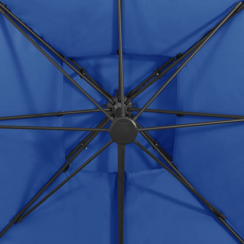 Parasol wiszący z podwójną czaszą, 300x300 cm, niebieski
