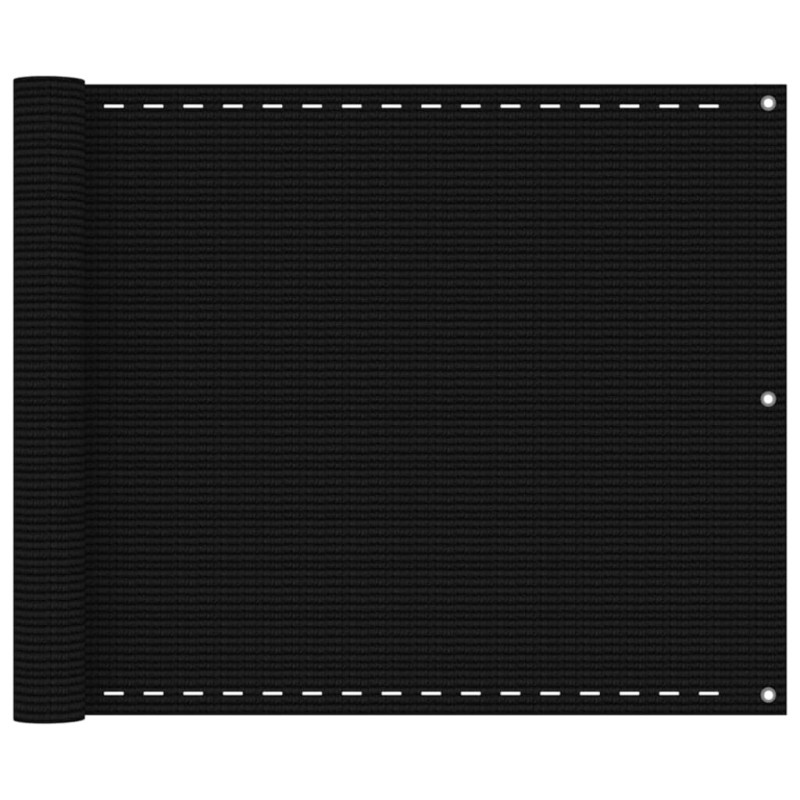 Parawan balkonowy, czarny, 75x400 cm, HDPE