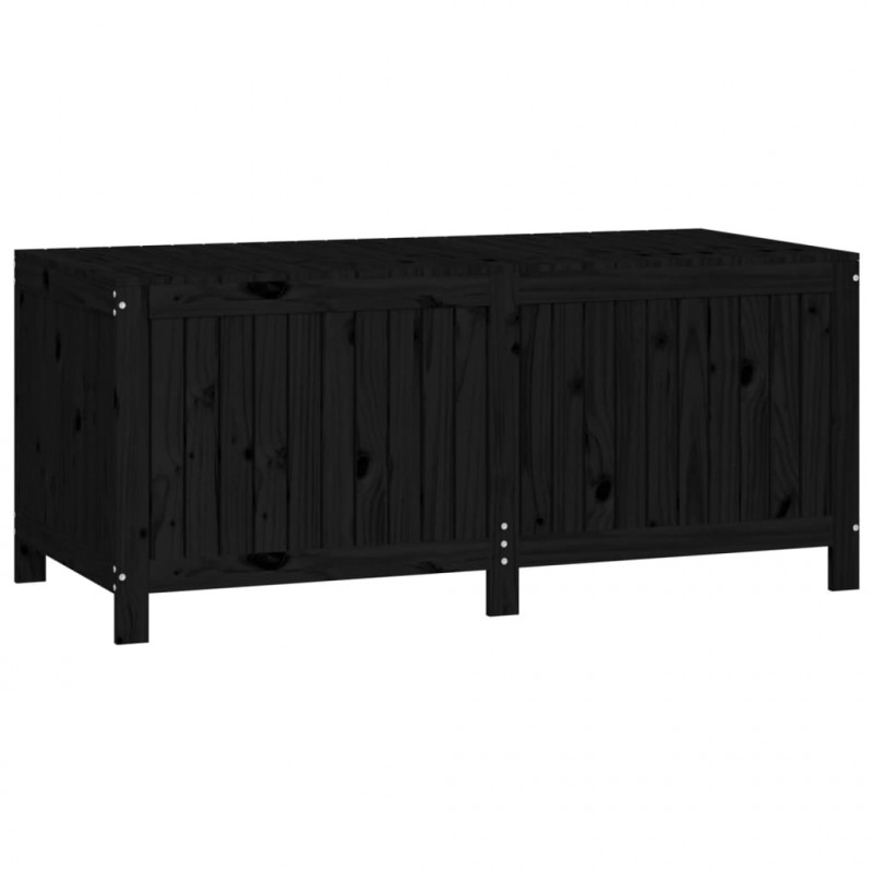 Skrzynia ogrodowa, czarna, 147x68x64 cm, lite drewno sosnowe