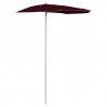 Półokrągły parasol ogrodowy na słupku, 180x90 cm, bordowy