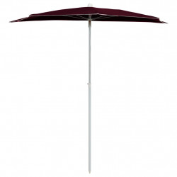 Półokrągły parasol ogrodowy na słupku, 180x90 cm, bordowy