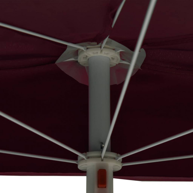 Półokrągły parasol ogrodowy na słupku, 180x90 cm, bordowy