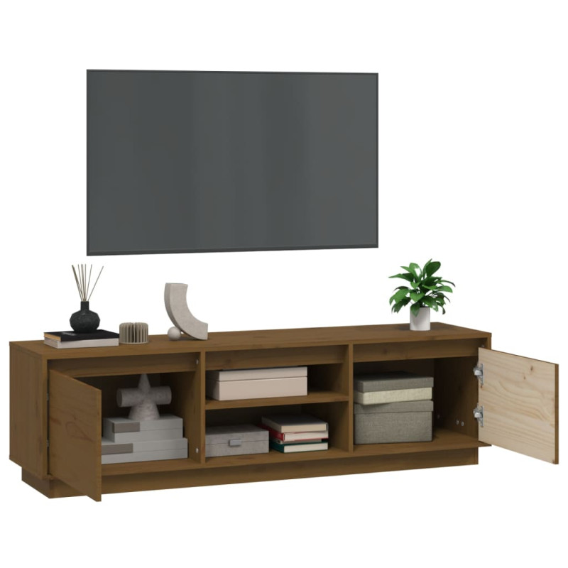 Szafka pod TV, miodowy brąz, 140x35x40 cm, lite drewno sosnowe