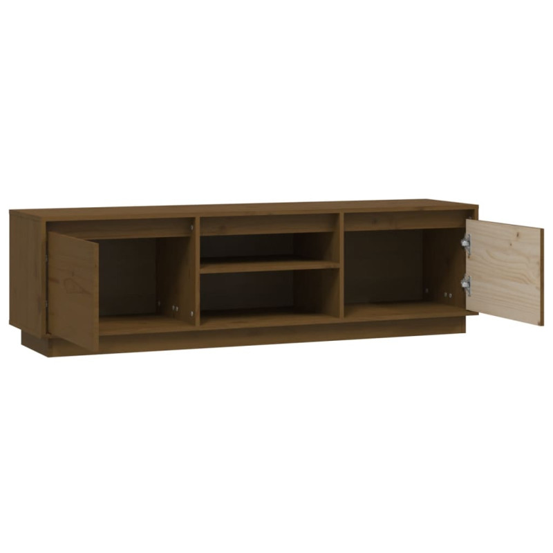 Szafka pod TV, miodowy brąz, 140x35x40 cm, lite drewno sosnowe