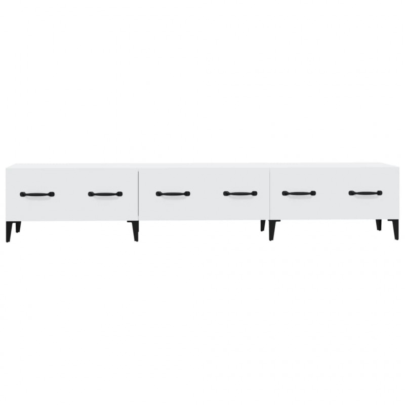Szafka pod TV, biała, 150x34,5x30 cm, materiał drewnopochodny