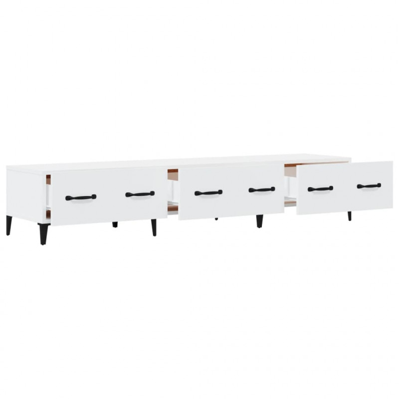 Szafka pod TV, biała, 150x34,5x30 cm, materiał drewnopochodny