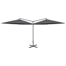 Podwójny parasol ogrodowy, stalowy słupek, antracytowy, 600 cm