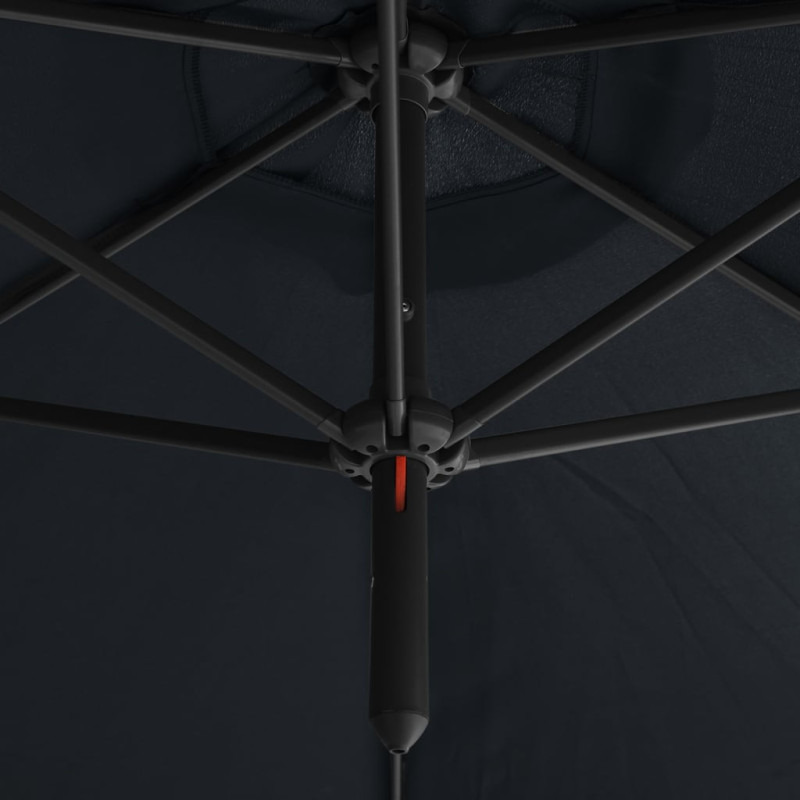 Podwójny parasol ogrodowy, stalowy słupek, antracytowy, 600 cm