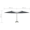 Podwójny parasol ogrodowy, stalowy słupek, antracytowy, 600 cm