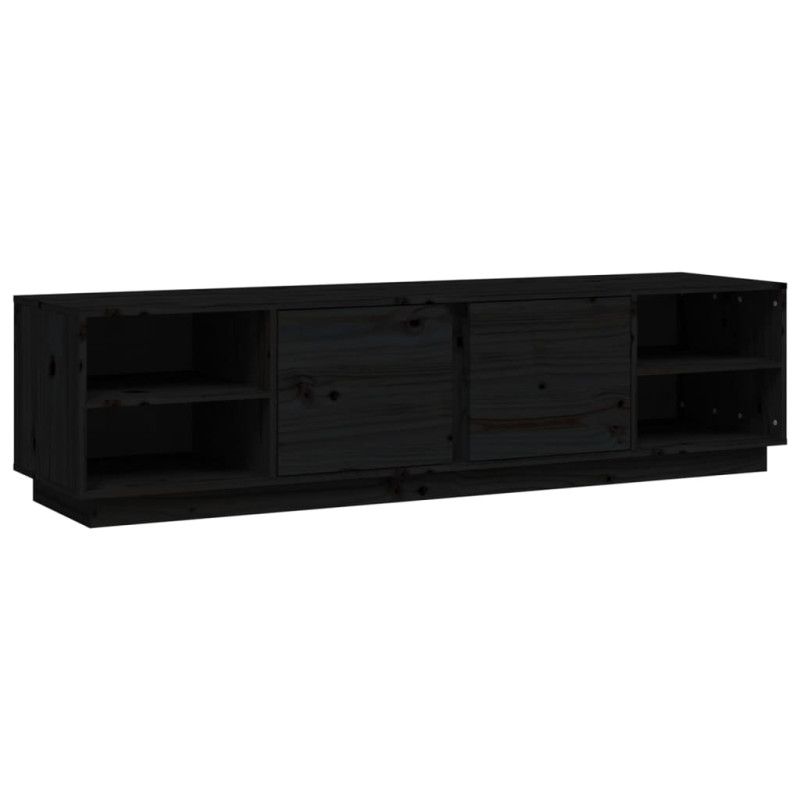 Szafka pod TV, czarna, 156x40x40 cm, lite drewno sosnowe