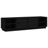 Szafka pod TV, czarna, 156x40x40 cm, lite drewno sosnowe