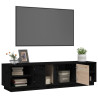 Szafka pod TV, czarna, 156x40x40 cm, lite drewno sosnowe