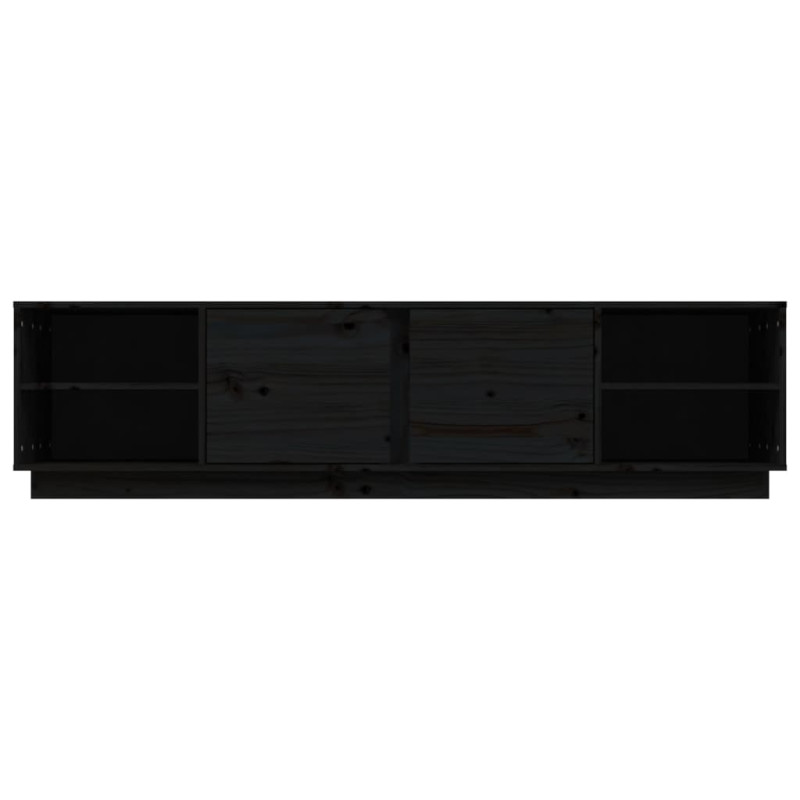 Szafka pod TV, czarna, 156x40x40 cm, lite drewno sosnowe