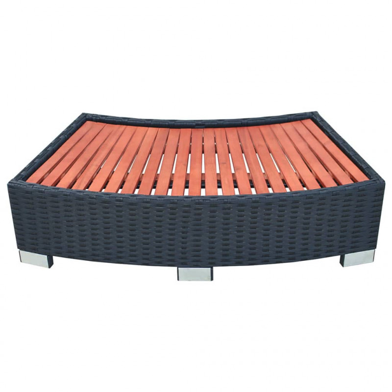 Stopień do spa 92 x 45 x 25 cm, polirattanowy, czarny