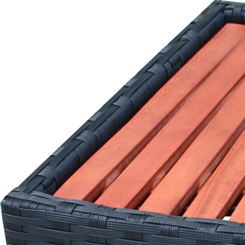 Stopień do spa 92 x 45 x 25 cm, polirattanowy, czarny