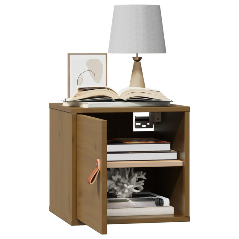 Szafki ścienne, 2 szt., miodowy brąz, 31,5x30x30 cm, lita sosna