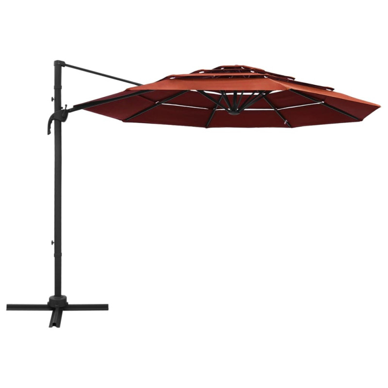 4-poziomowy parasol na aluminiowym słupku, terakotowy, 3x3 m